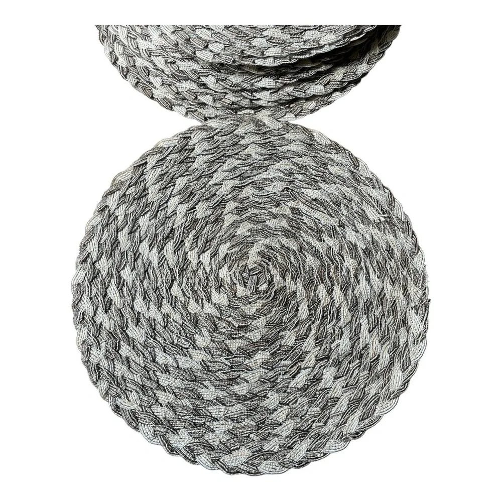Neutral‎ 15” Round Braided Placemats Set of 12 Mist Grey
